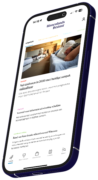 Voorbeeldafbeelding van de Binnenlands Bestuur Nieuws App op Apple en Android devices